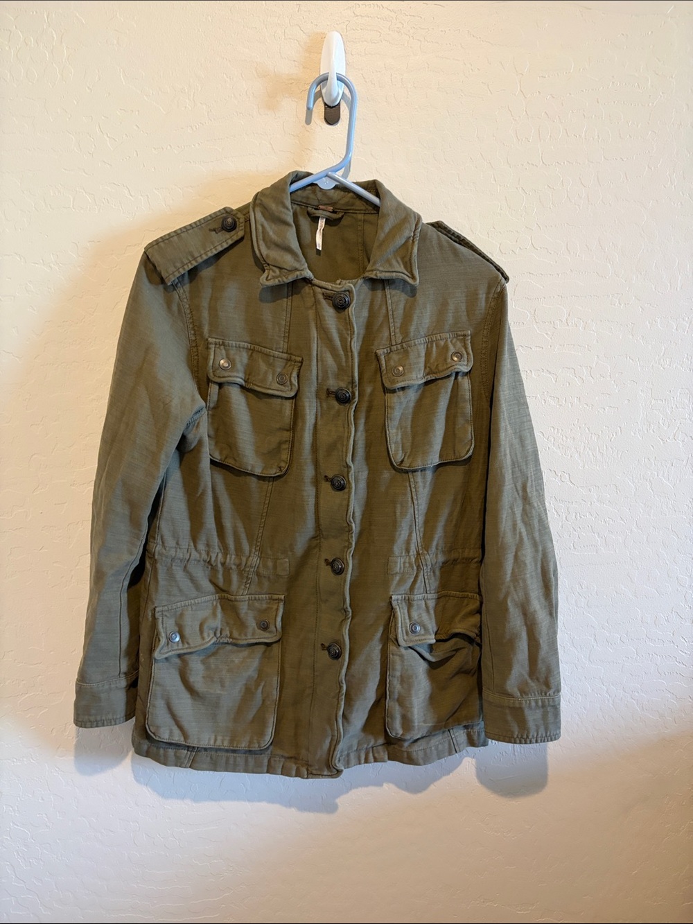 Free People Olive Utility Jacket with Button Pockets